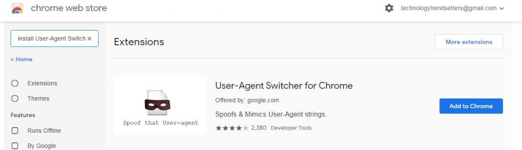 Image Result for User-Agent Switcher for Chrome